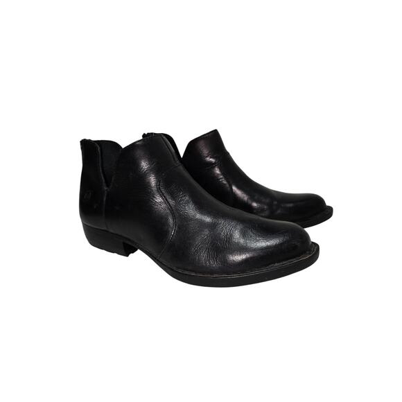 Born D89903 Kerri Sz 6.5M Black Leather Western Ankle Booties Side Cut - Picture 1 of 6